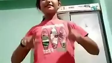Shy girl Making changing clip for lover