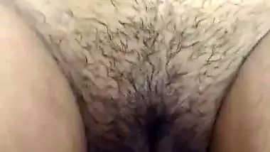 The GF shows her hairy pussy before her chudai